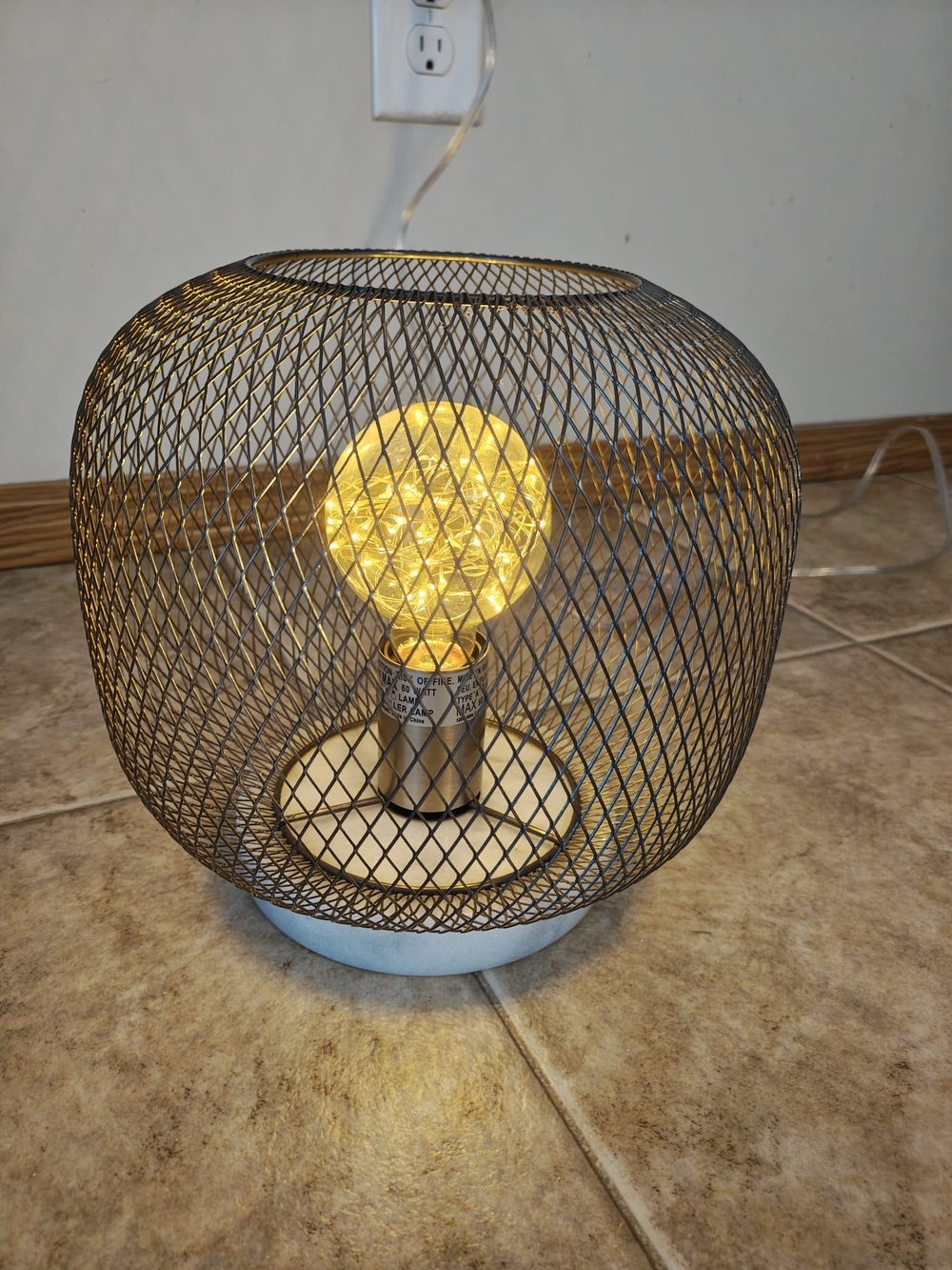 Modern Mesh Table Lamp with Warm Bulb
